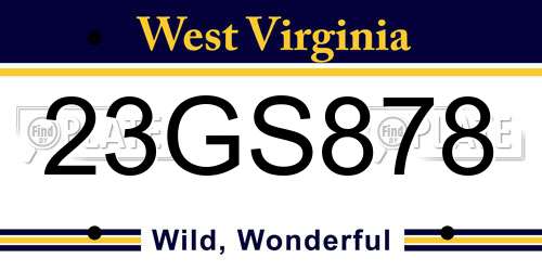 23GS878 West Virginia License Plate