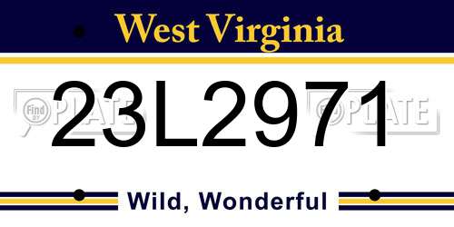 23L2971 West Virginia License Plate