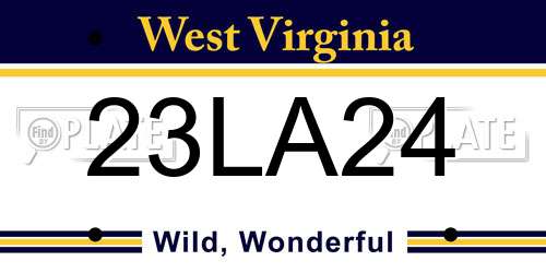 23LA24 West Virginia License Plate