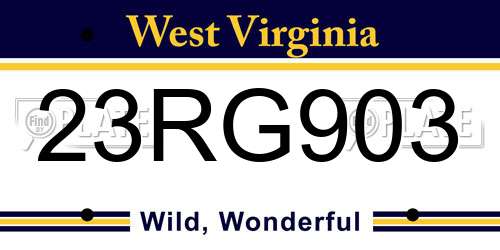 23RG903 West Virginia License Plate