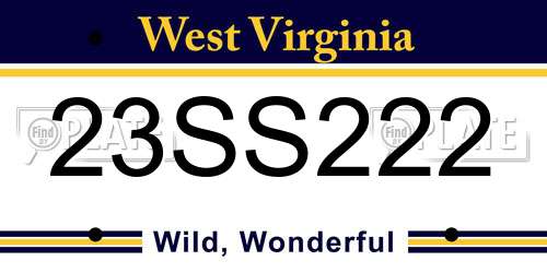 23SS222 West Virginia License Plate