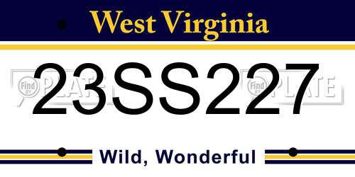 23SS227 West Virginia License Plate