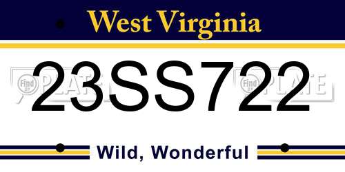 23SS722 West Virginia License Plate