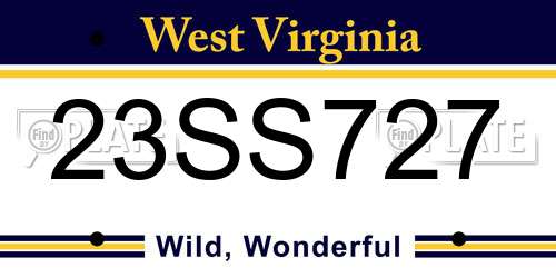23SS727 West Virginia License Plate