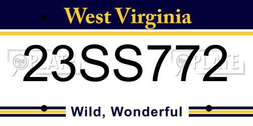 23SS772 West Virginia License Plate