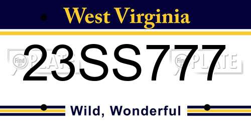 23SS777 West Virginia License Plate