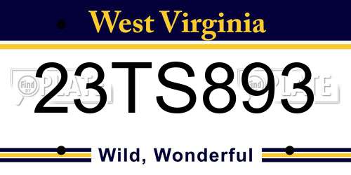 23TS893 West Virginia License Plate