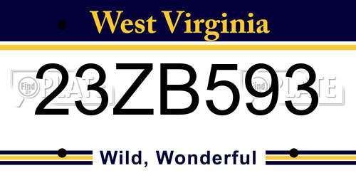 23ZB593 West Virginia License Plate