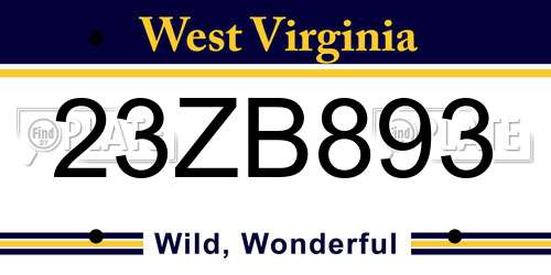 23ZB893 West Virginia License Plate