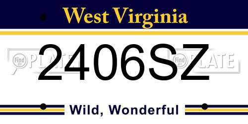 2406SZ West Virginia License Plate