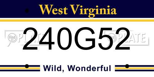 240G52 West Virginia License Plate