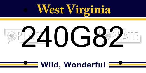 240G82 West Virginia License Plate