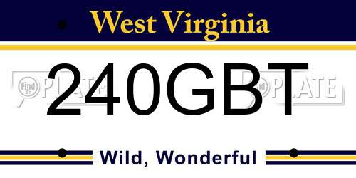 240GBT West Virginia License Plate
