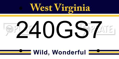 240GS7 West Virginia License Plate
