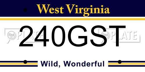 240GST West Virginia License Plate