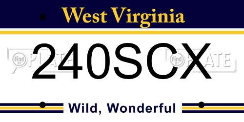 240SCX West Virginia License Plate