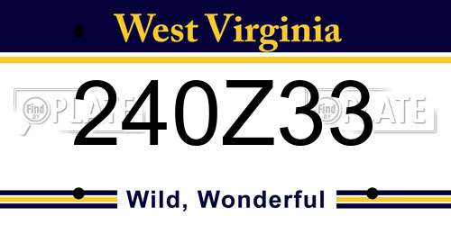 240Z33 West Virginia License Plate