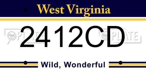 2412CD West Virginia License Plate