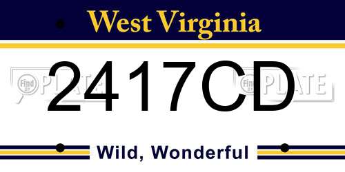 2417CD West Virginia License Plate