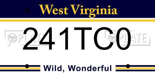241TC0 West Virginia License Plate