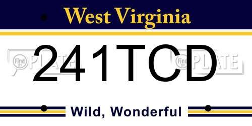 241TCD West Virginia License Plate