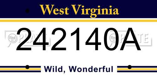 242140A West Virginia License Plate