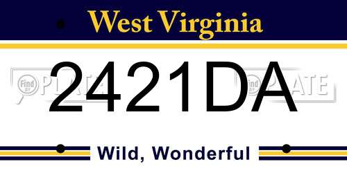 2421DA West Virginia License Plate