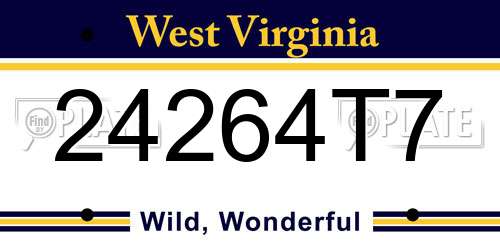 24264T7 West Virginia License Plate