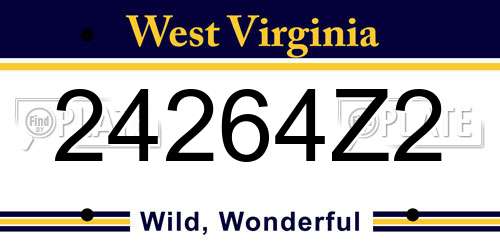 24264Z2 West Virginia License Plate