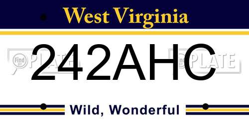 242AHC West Virginia License Plate