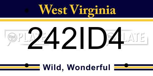 242ID4 West Virginia License Plate