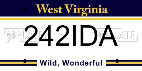 242IDA West Virginia License Plate