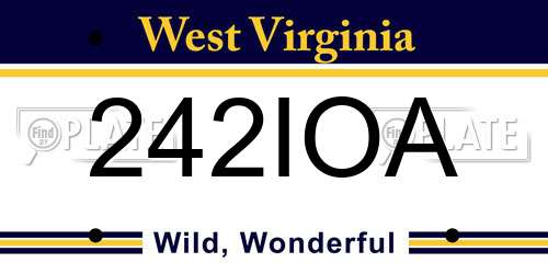 242IOA West Virginia License Plate