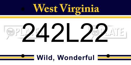 242L22 West Virginia License Plate