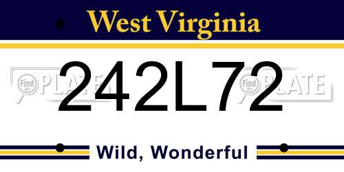 242L72 West Virginia License Plate