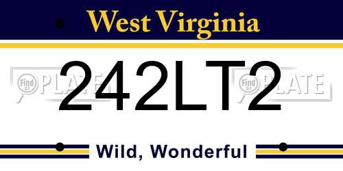 242LT2 West Virginia License Plate
