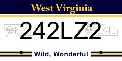 242LZ2 West Virginia License Plate