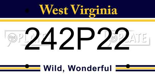 242P22 West Virginia License Plate