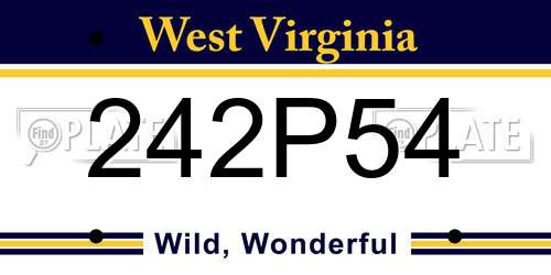 242P54 West Virginia License Plate