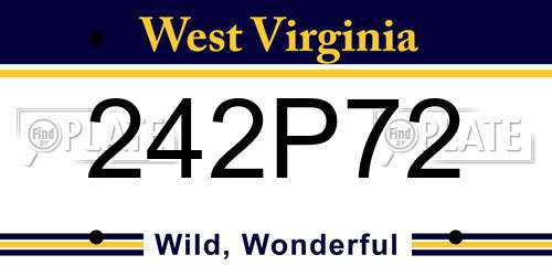 242P72 West Virginia License Plate