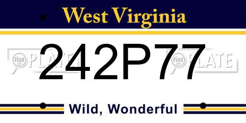 242P77 West Virginia License Plate