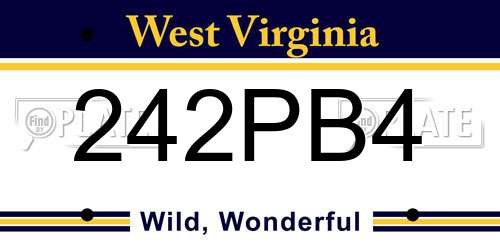 242PB4 West Virginia License Plate