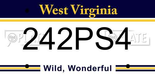 242PS4 West Virginia License Plate
