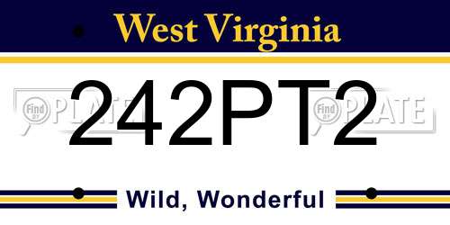 242PT2 West Virginia License Plate