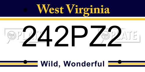 242PZ2 West Virginia License Plate