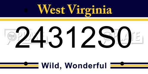 24312S0 West Virginia License Plate