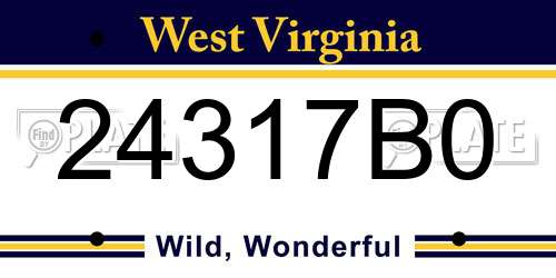 24317B0 West Virginia License Plate
