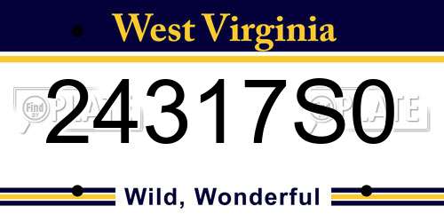 24317S0 West Virginia License Plate