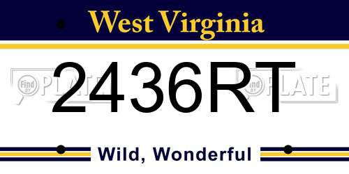 2436RT West Virginia License Plate
