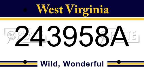 243958A West Virginia License Plate